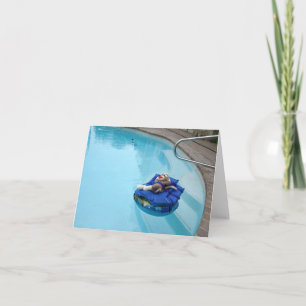 Ernie Sock monkey Swimming Bassäng Note Card Kort