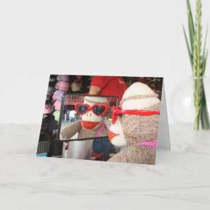Ernie sock monkeyvalentin kortet för dag helgkort