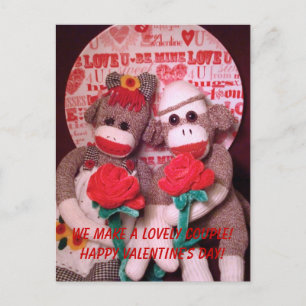 Ernie sock monkeyvalentinen kopplar ihop vykortet helg vykort