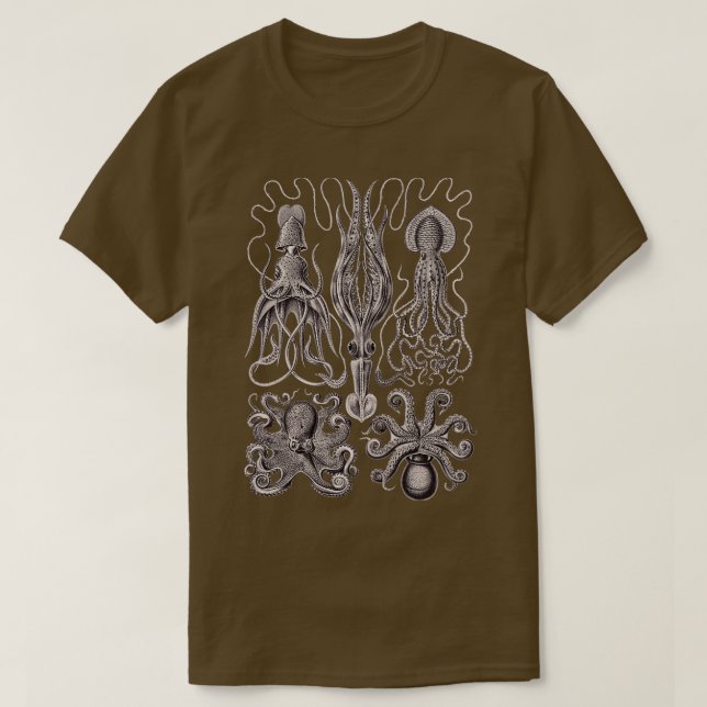 Ernst Haeckel Gamochonia Octopus Lavender Grått T Shirt (Design framsida)
