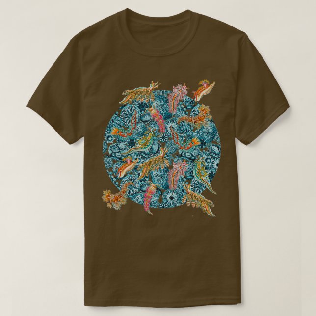 Ernst Haeckel Nudigren Sea Slugs över Cerulean S T Shirt (Design framsida)