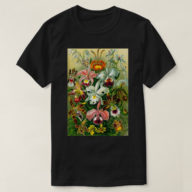 Ernst Haeckel Vintage Biological Botanical Orchid T Shirt (Design framsida)