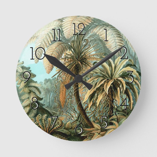 Ernst Haeckels Filicinae (Träd Ferns) Round Clock Rund Klocka (Framsida)