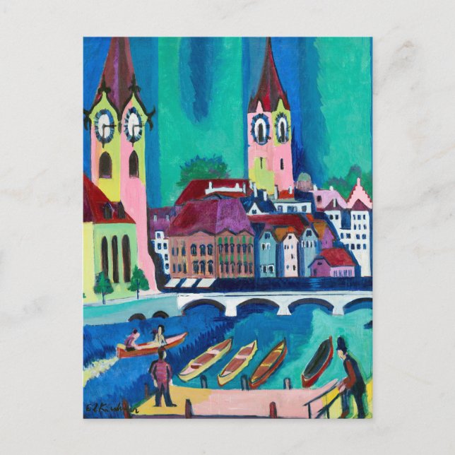 Ernst L. Kirchner - Colorful Cityscape Modern Art. Vykort (Framsida)