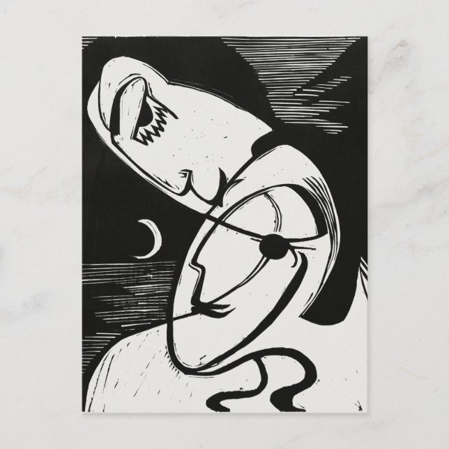 Ernst L. Kirchner - Snyggt Black&White Modern Art Vykort (Framsida)