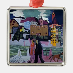 Ernst Ludwig Kirchner- beskådar av Basel och Julgransprydnad Metall