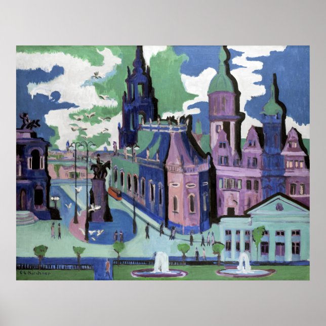 Ernst Ludwig Kirchner View of Dresden Schlossplatz Poster (Framsidan)