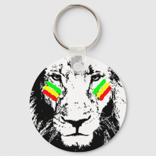 Erövra den lejona Rasta ögasvarten Keychain Nyckelring