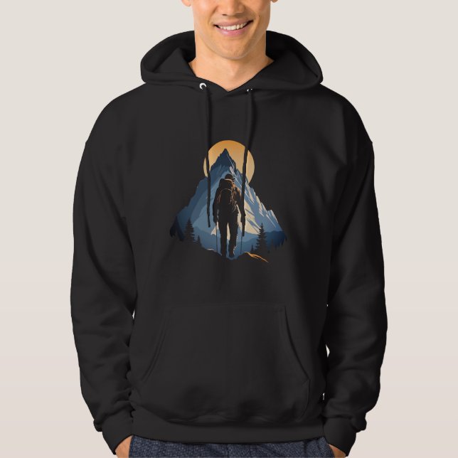 Erövra det fetma berget Hiker Silhouette Hoodie (Framsida)