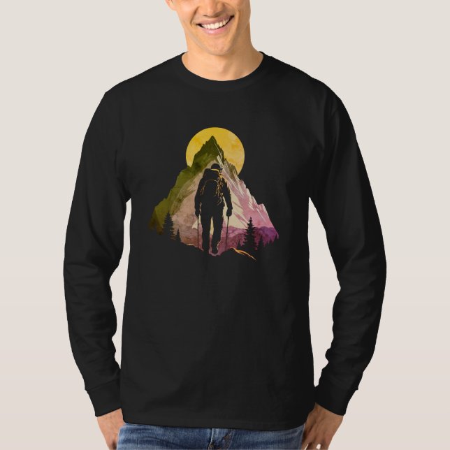 Erövra det fetma berget Hiker Silhouette T Shirt (Framsida)