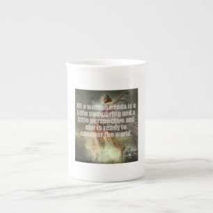 Erövra världen benporslin mugg