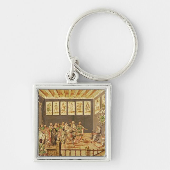 Erövringen av Mexico Fyrkantig Silverfärgad Nyckelring (Framsidan)