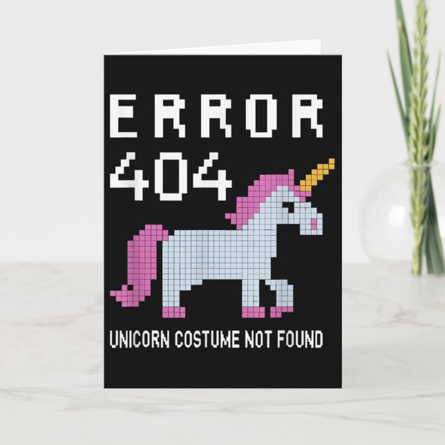 Error 404 Unicorn Costume Found Halloween Programm Kort (Framsida)