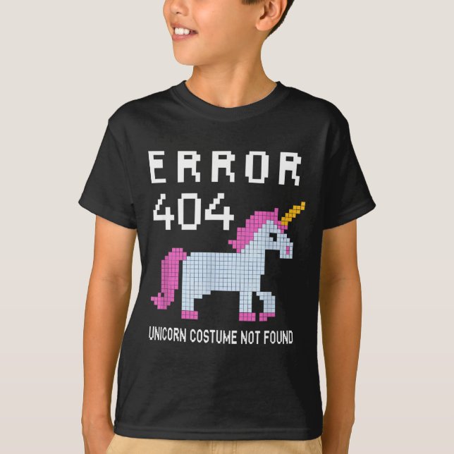 Error 404 Unicorn Costume Found Halloween Programm T Shirt (Framsida)