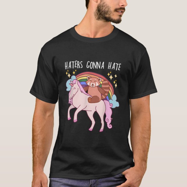 Ers Gonna E Red Panda Riding Unicorn T Shirt (Framsida)