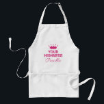Ers höghet, lustiga rosa princess krona kökad förkläde<br><div class="desc">Ers Höghet,  rolig rosa prinsessan krona köksprinsessan Apron för kvinnor. Utformning av en "Cute Diva royalty" med elegant-typografi och liten krona. Flickor för vänner,  familj,  hustru,  brud,  flickvän,  mamma,  syster,  moster,  mormor,  flicka osv. Personlig ger med namn. Underbar för matlagning och bakning. Även roligtens för barn.</div>