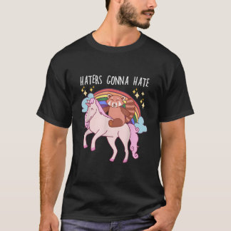 Ers Kommer Att E Röd Panda som Ridit Enhörning T Shirt
