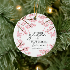 Ers nåd är tillräckliga Blommar för Bible Cherry Julgransprydnad Keramik