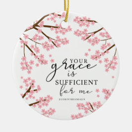 Ers nåd är tillräckliga Blommar för Bible Cherry Julgransprydnad Keramik