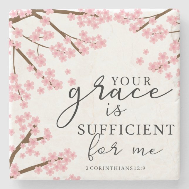 Ers nåd är tillräckliga Blommar för Bible Cherry Stenunderlägg (Framsidan)