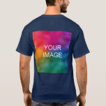 Ersätt fotomall för bakåtliggande manar t shirt<br><div class="desc">ManarHorist Back Design Add Replace Photo Template Basic Navy Blue Mörk T-Shirt.</div>