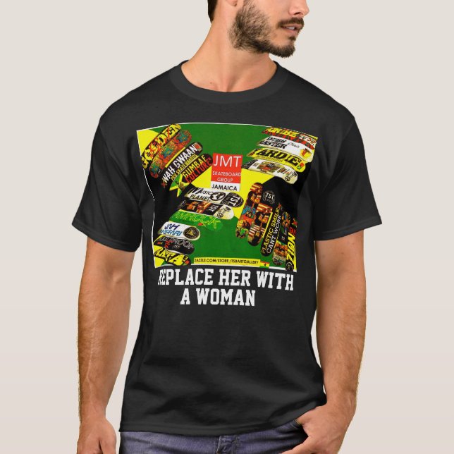 ERSÄTT. HENNE. Grundläggande Mörk T-Shirt (Framsida)
