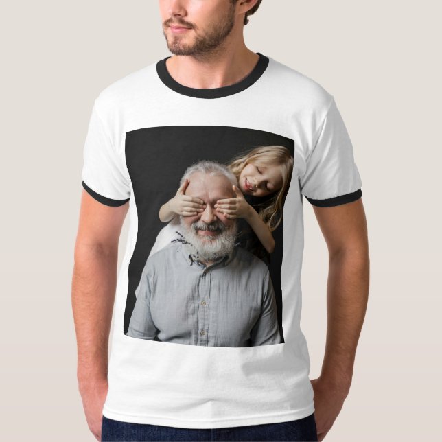 Ersätt med Anpassningsbar Photo Basic Ringer T-Shi T Shirt (Framsida)