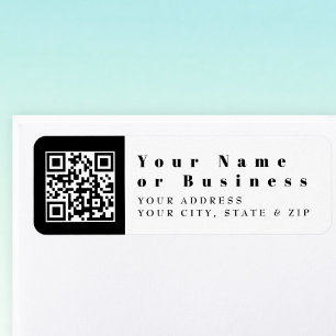 Ersätt med din egen QR-kod Modern Returadress Etikett