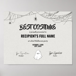 Ersättning för bästa Halloween-kostnadscertifikat Poster