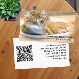Ersättningsbar praktisk katt i länkfoto och QR-kod Visitkort
