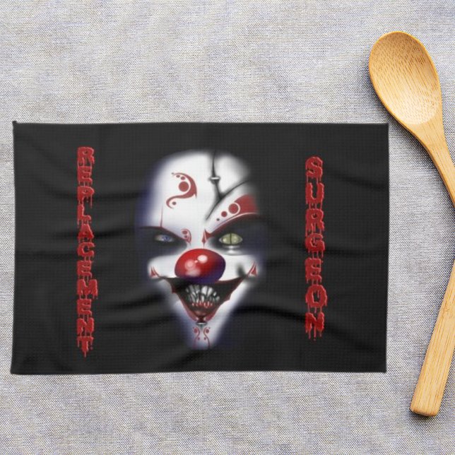 Ersättningskirurg Evil Clown Kökshandduk (Replacement Surgeon Evil Clown kitchen towel)