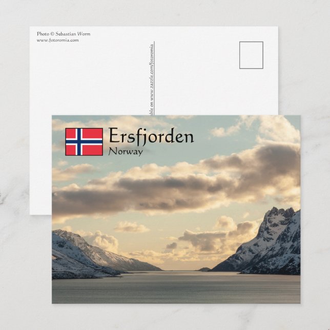 Ersfjorden Norge Vykort (Fram/baksida)