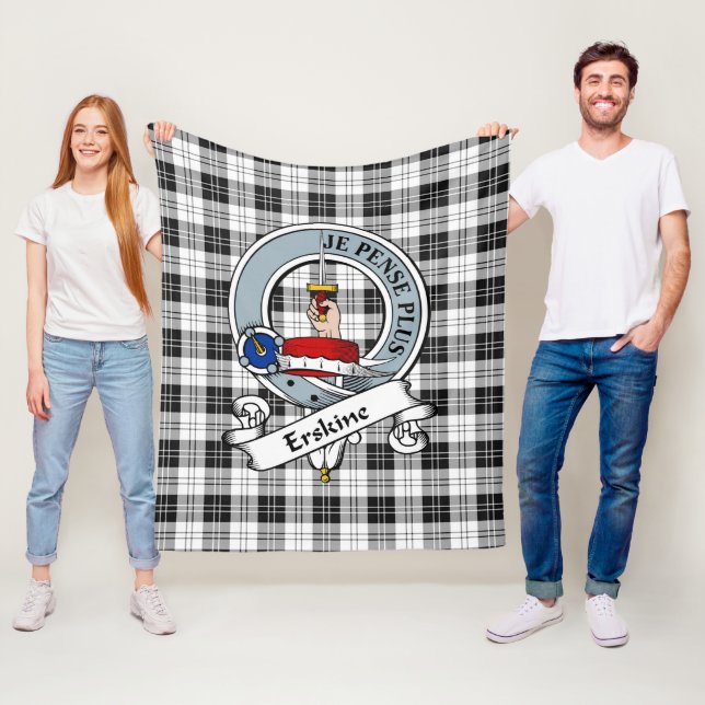 Erskine Black and White Klan Badge Tartan Play Fleecefilt (På plats)
