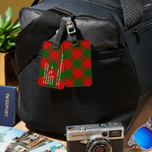 Erskine tartan red grönt plaid bagagebricka