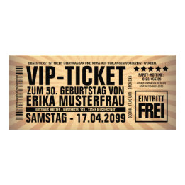 Erstelle deine eigenen Einladungen als VIP-TICKET Reklamkort