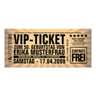 Erstelle deine eigenen Einladungen als VIP-TICKET Reklamkort