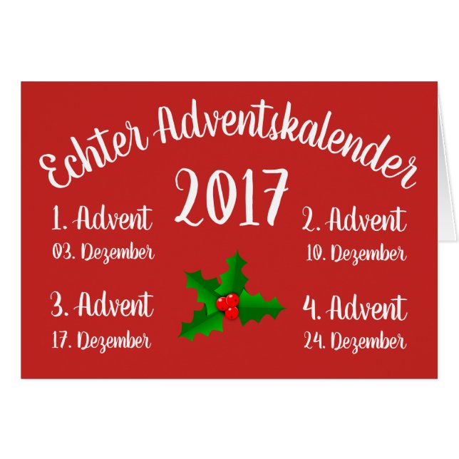 Erster echter Adventskalender Hälsningskort (Framsidan Horizontal)