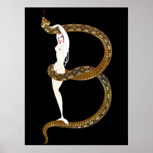 Erté - Brev B från Alphabet Suite 1976 Poster