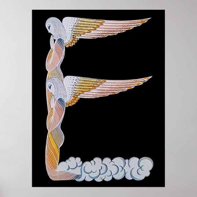 Erté - Brev E från Alphabet Suite 1976 Poster (Framsidan)