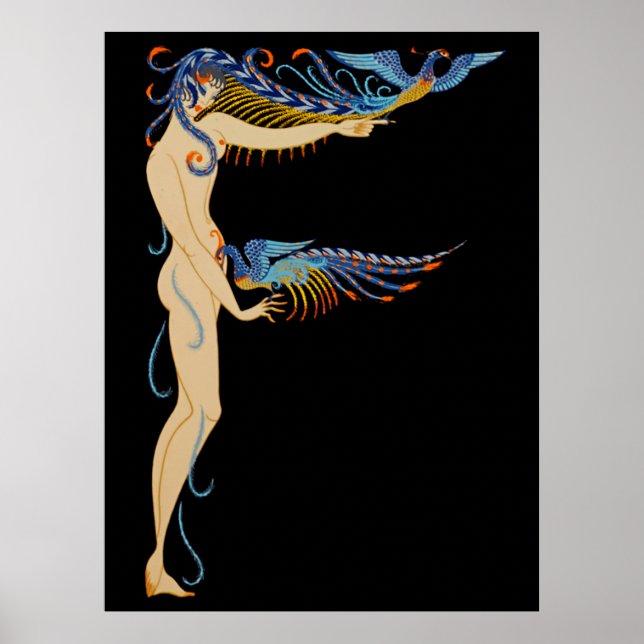 Erté - Brev F från Alphabet Suite 1976 Poster (Framsidan)