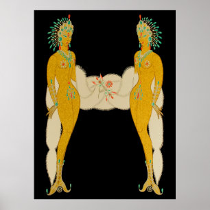 Erté - Brev H från Alphabet Suite 1976 Poster