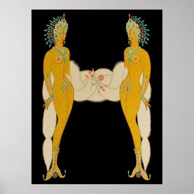 Erté - Brev H från Alphabet Suite 1976 Poster (Framsidan)