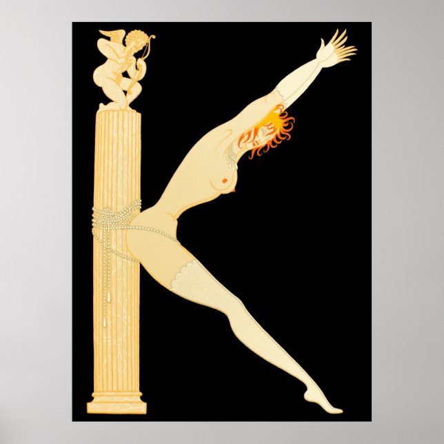 Erté - Brev K från Alphabet Suite 1976 Poster (Framsidan)