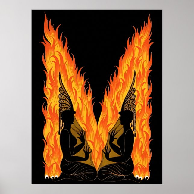 Erté - Brev M från Alphabet Suite 1976 Poster (Framsidan)