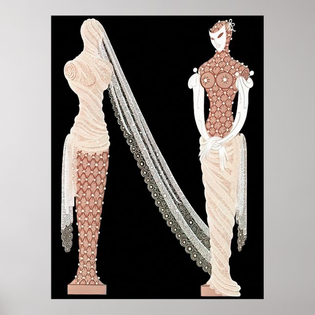 Erté - Brev N från Alphabet Suite 1976 Poster (Framsidan)