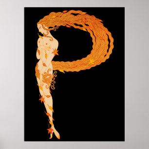 Erté - Brev P från Alphabet Suite, 1976 Poster