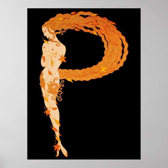 Erté - Brev P från Alphabet Suite, 1976 Poster (Framsidan)