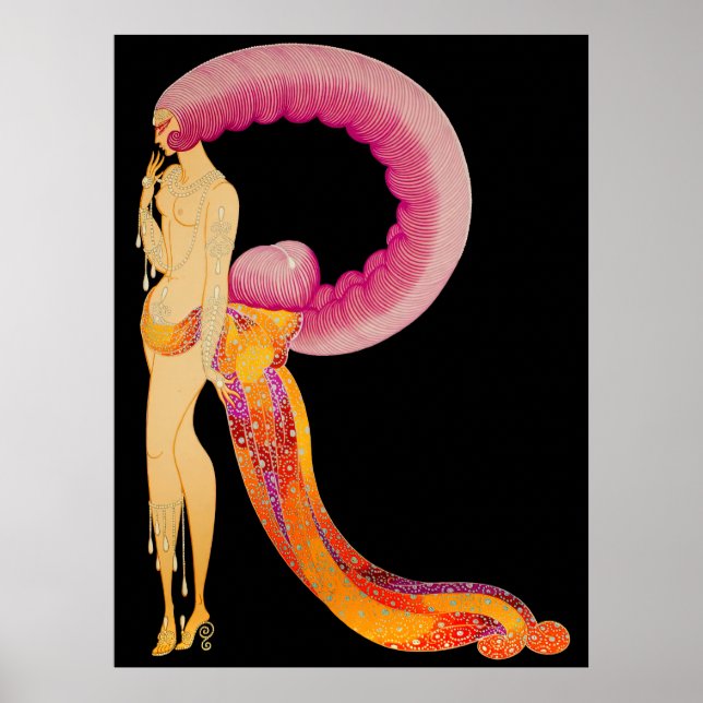 Erté - Brev R från Alphabet Suite, 1976 Poster (Framsidan)