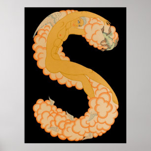 Erté - Brev S från Alphabet Suite 1976 Poster