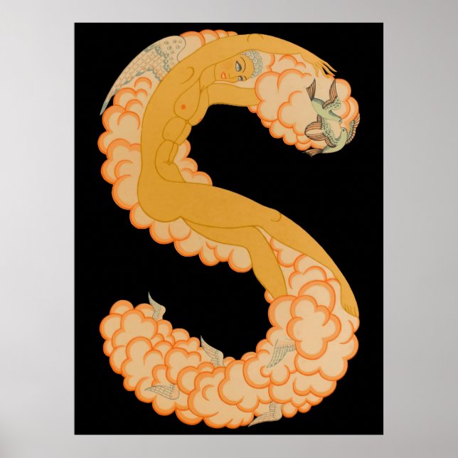 Erté - Brev S från Alphabet Suite 1976 Poster (Framsidan)